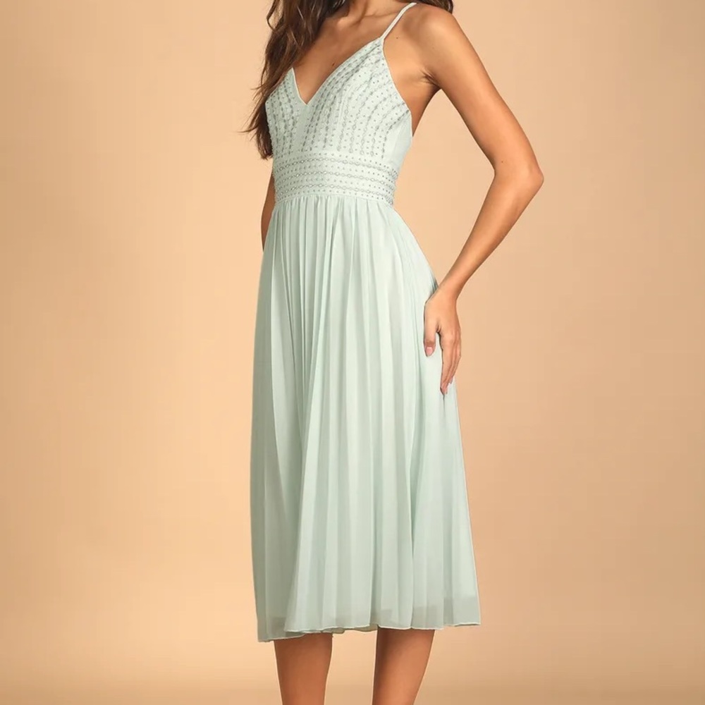 Dare to Love Mint Embroidered Midi Dress